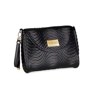 Versace Parfums Black Faux Leather Clutch
